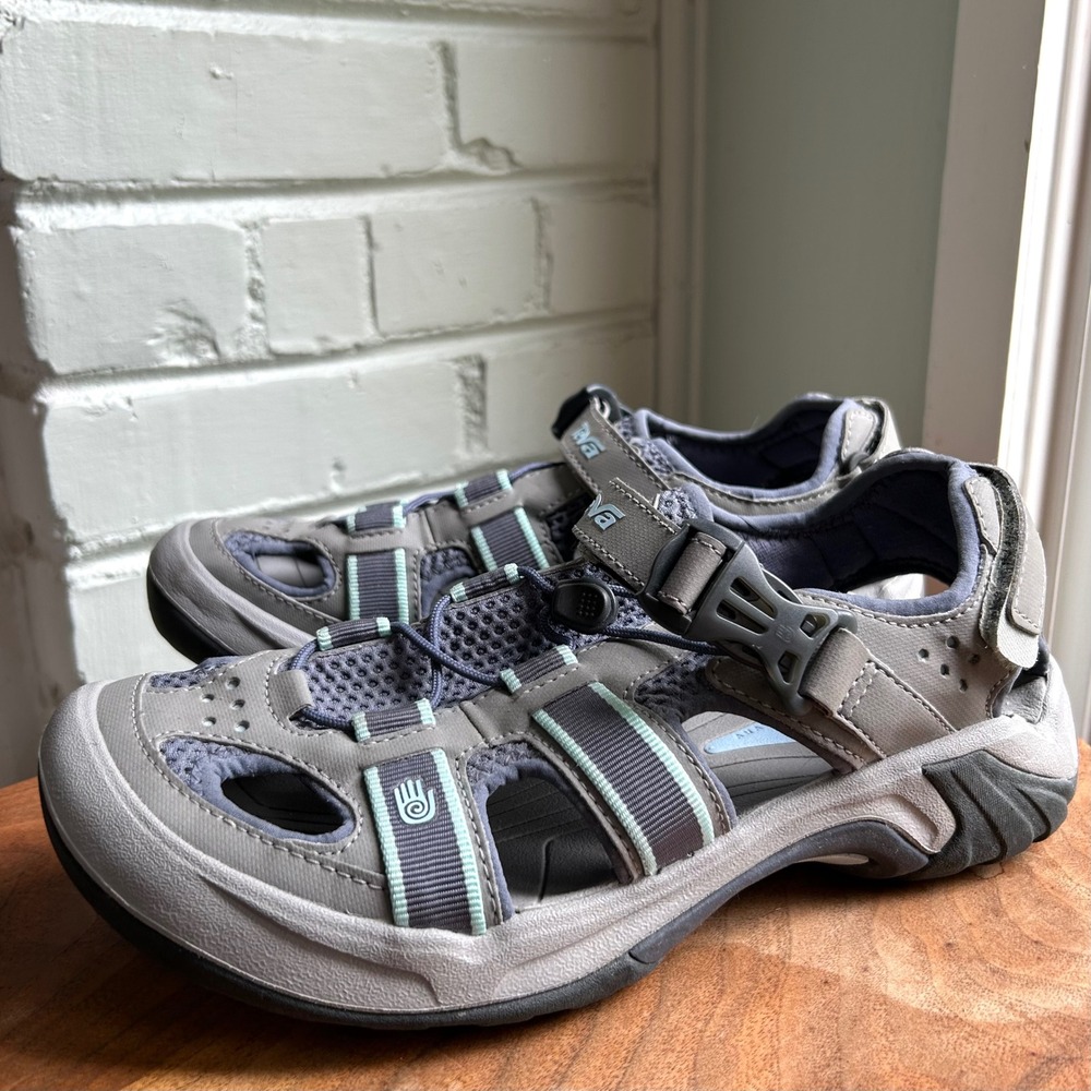 Teva Women's Omnium Water Sandal Slate Gray Blue 9 Outdoor Summer Hiking Granola